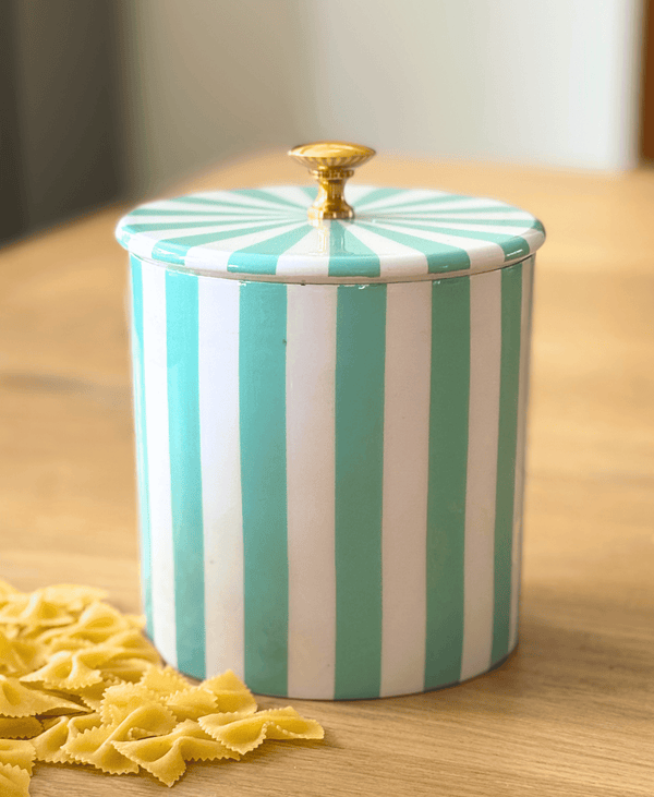 Mint Stripe Storage Jar