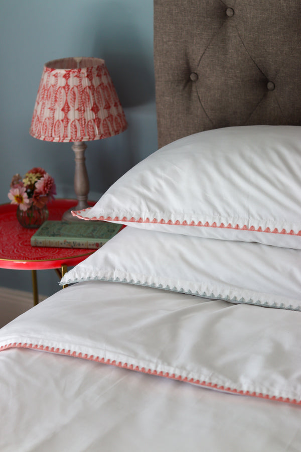 Cotton Bedding with Pink Woven Trim