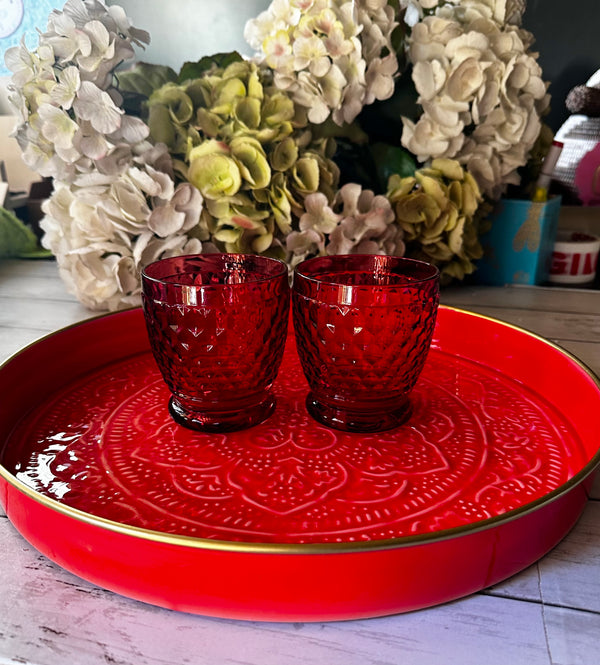 Red Bobble Water Glass