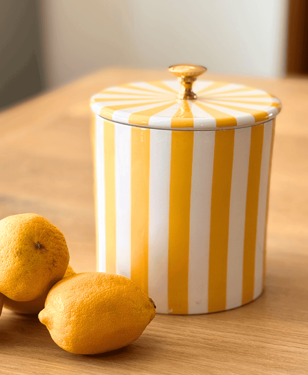 Yellow Stripe Storage Jar