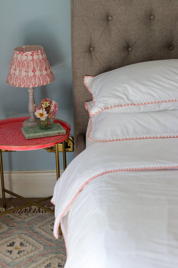 Cotton Bedding with Pink Woven Trim
