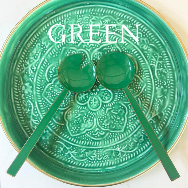 Green Enamel Salad Server