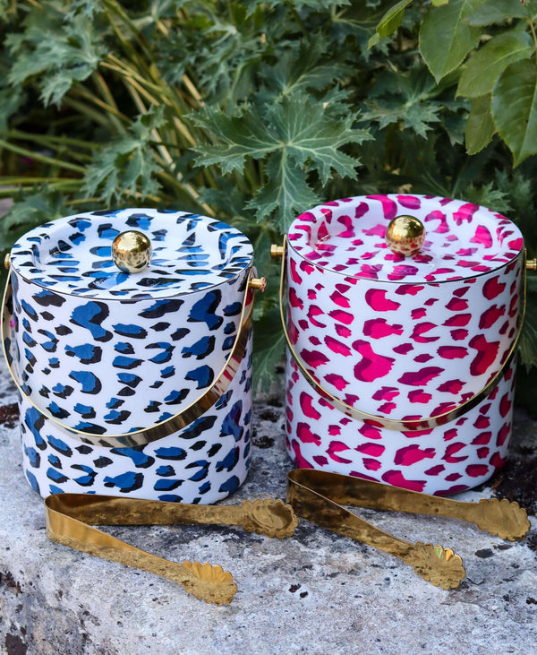 Blue Leopard Print Ice Bucket