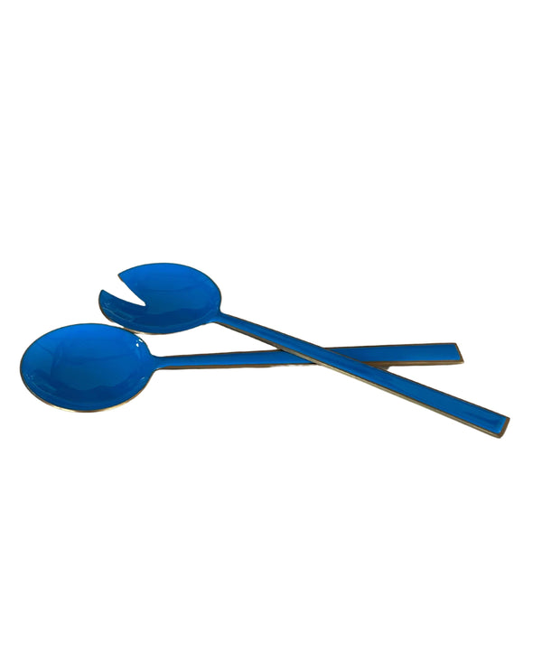 Bright Blue Enamel Salad Server