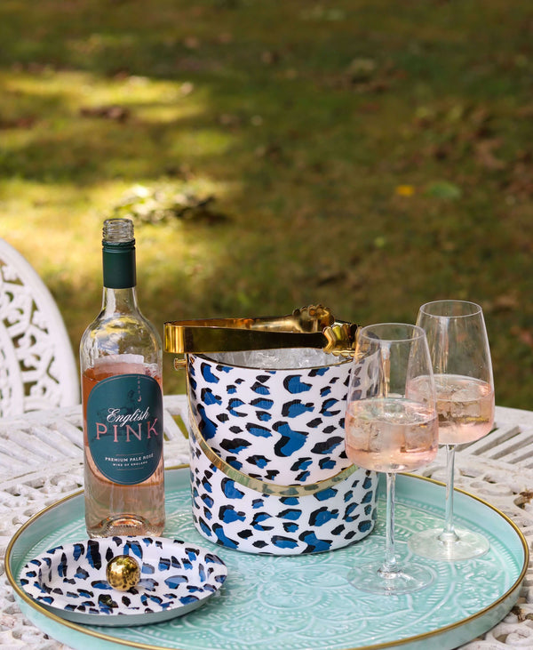 Blue Leopard Print Ice Bucket