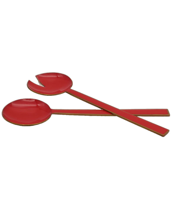 Bright Pink Enamel Salad Server