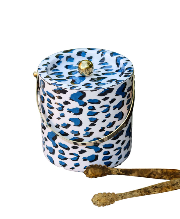 Blue Leopard Print Ice Bucket