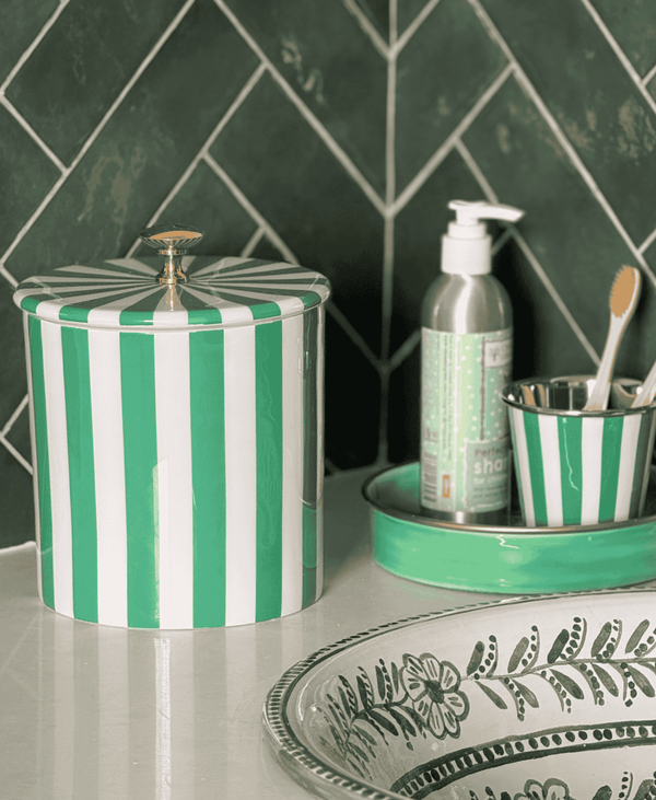 Green Stripe Storage Jar