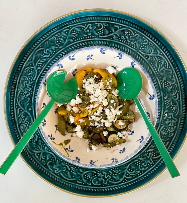 Green Enamel Salad Server