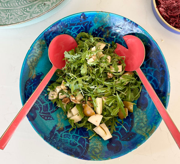 Bright Pink Enamel Salad Server