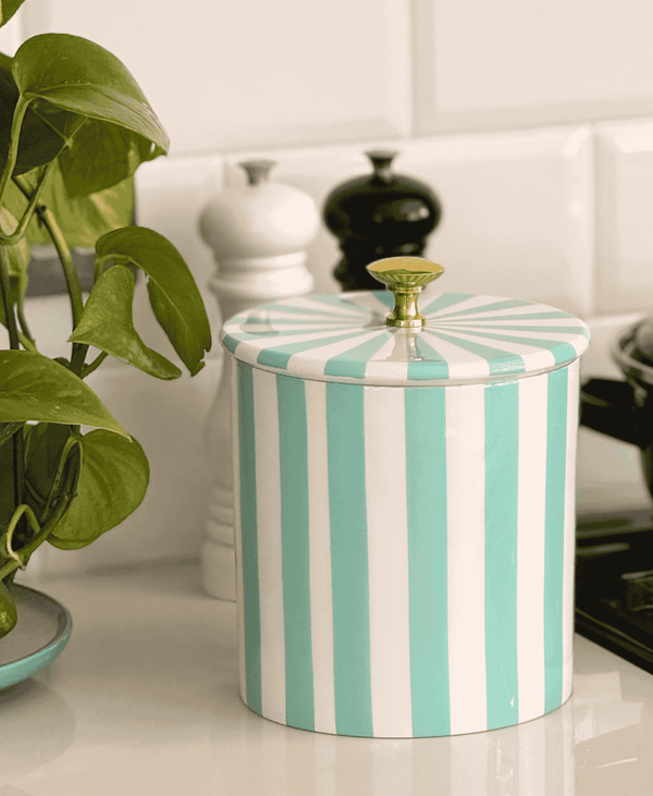 Mint Stripe Storage Jar