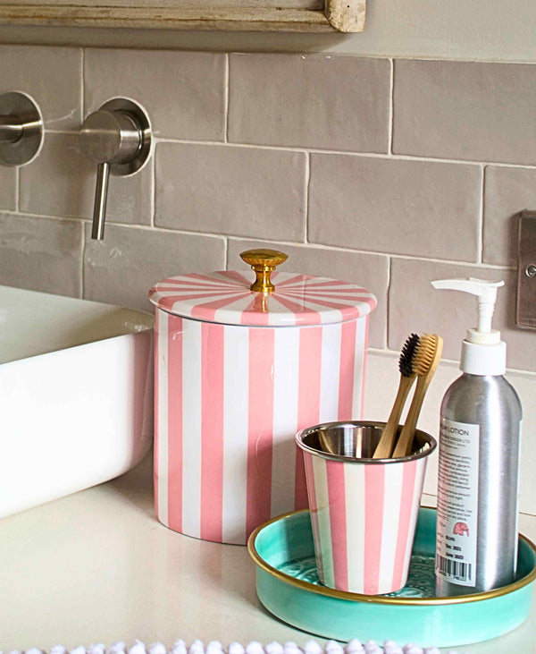 Pink Stripe Storage Jar