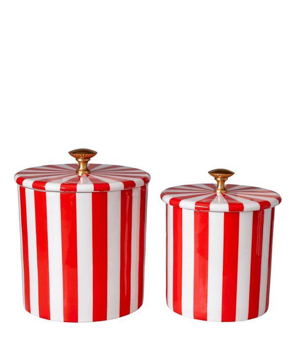 Red Stripe Storage Jar