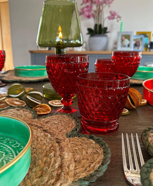Red Bobble Water Glass