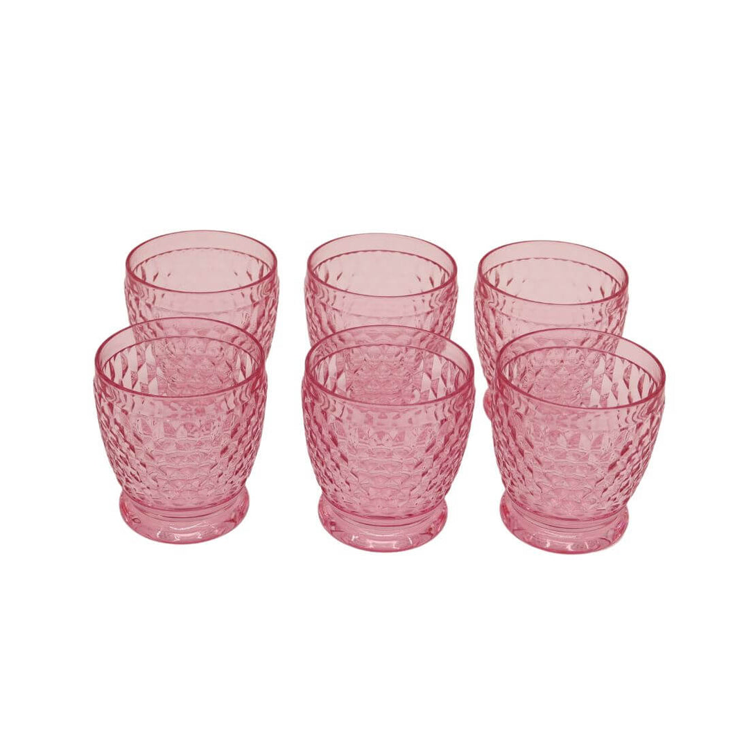 Set of 6 Pink Bobble Water Glasses