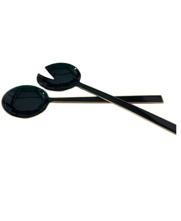 Teal Enamel Salad Server