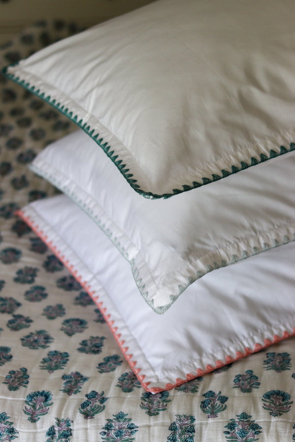Cotton Bedding with Pink Woven Trim