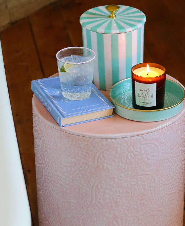 Enamel Embossed Light Pink Stool