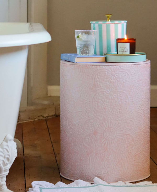 Enamel Embossed Light Pink Stool