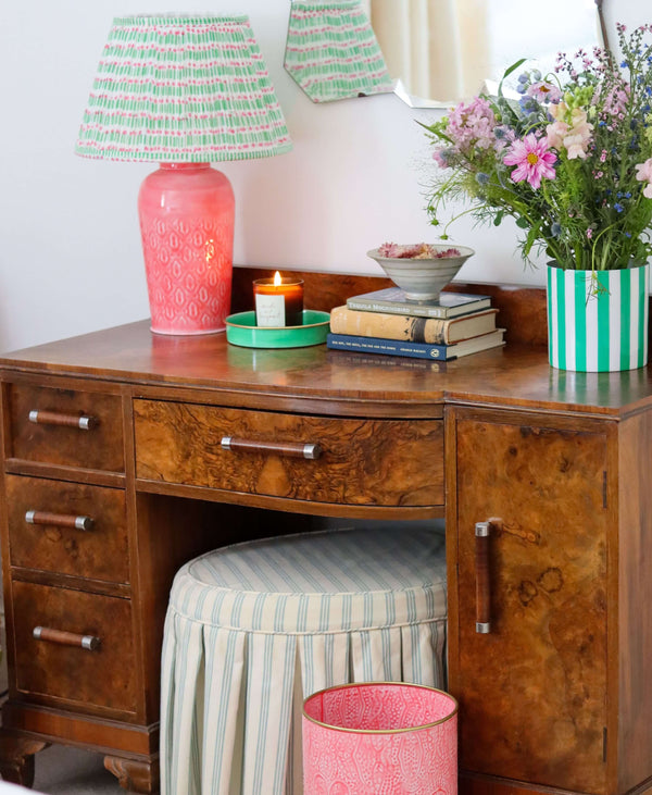 Enamel Embossed Lamp Bright Pink