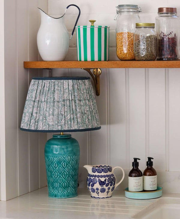 Enamel Embossed Lamp Teal