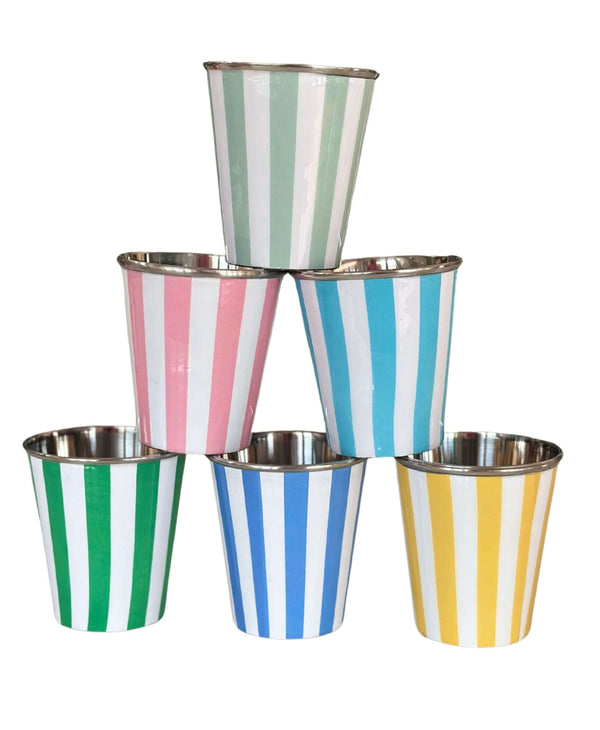 Set of 6 Stripe Tumblers & Navy Case