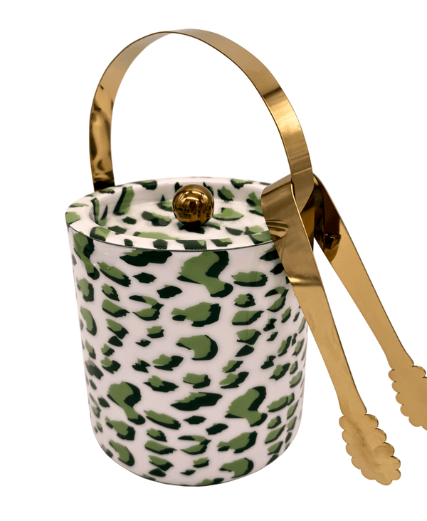 Green Leopard Print Ice Bucket