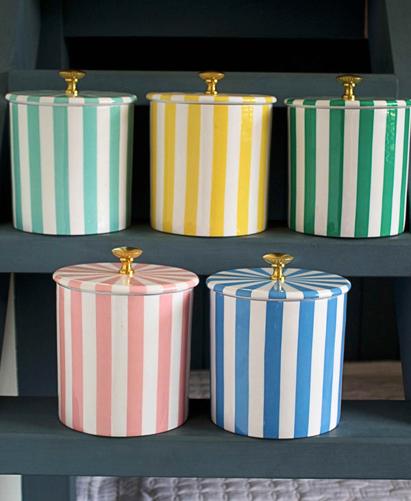 Mint Stripe Storage Jar
