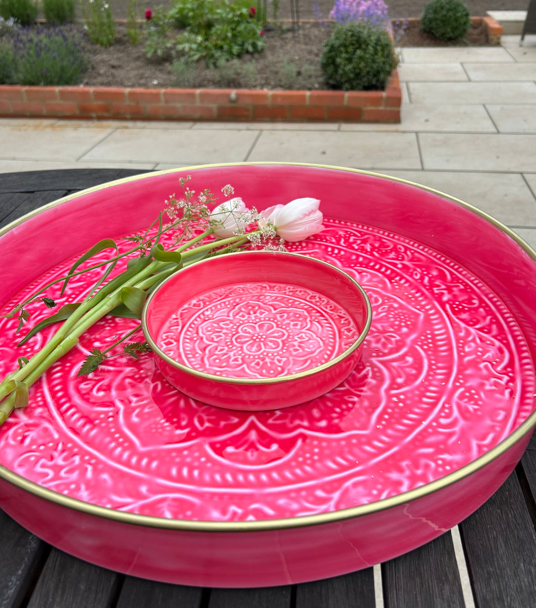 Set of 3 Bright Pink Trays