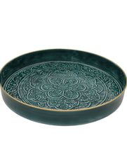 Load image into Gallery viewer, Large Round Enamel Teal Tray

