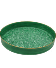 Load image into Gallery viewer, Large Round Enamel Green Tray

