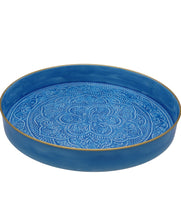 Load image into Gallery viewer, Large Round Enamel Turquoise Tray
