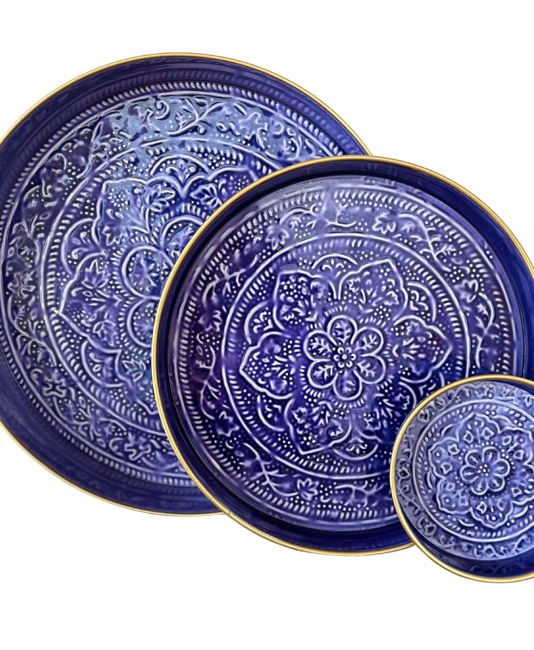 Set of 3 Indigo Trays