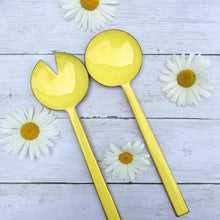 Load image into Gallery viewer, Yellow Enamel Salad Server
